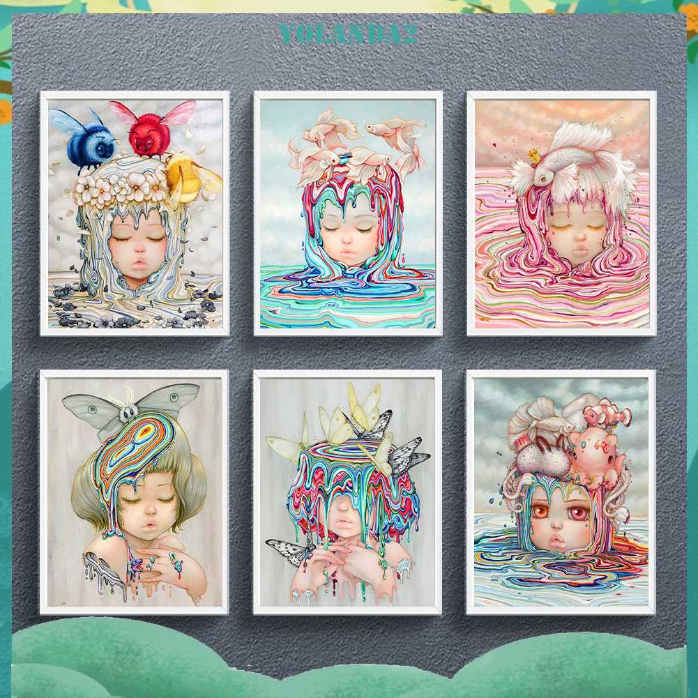 Tranh Đính Đá Kim Cương Toàn Bộ 5D DIY Hình Vẽ Cô Gái Trang Trí Nhà Cửa