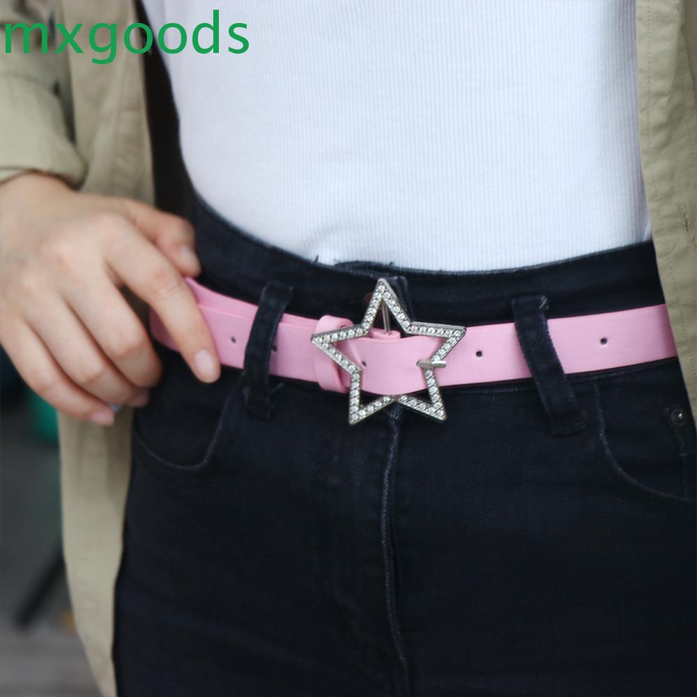 Thắt Lưng Thiết Kế Đơn Giản Độc Đáo Phong Cách Punk Cho Nữ|Thắt Lưng Da PU Khóa Hình Ngôi Sao Năm Cánh Bằng Hợp Kim Thời Trang