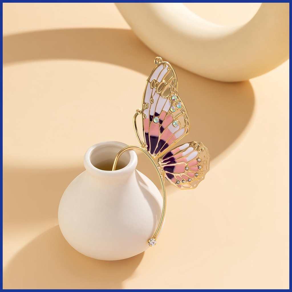 Khuyên Kẹp Vành Tai Hình Bướm Đính Đá Cho Bé Gái
