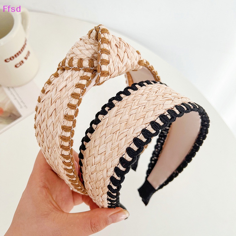 {Ffsd} Băng Đô Rơm Boho Bản Rộng Thắt Nút Duyên Dáng Thanh Lịch Cho Nữ * Hàng Bán Chạy *