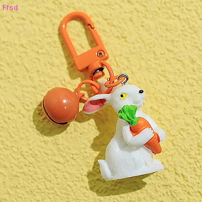 {Ffsd} Móc Khóa Resin Mặt Nhựa Resin Tráng Men Hình Thỏ Cà Rốt Dễ Thương Làm Quà Tặng Cho Cặp Đôi / Trẻ Em / Cặ