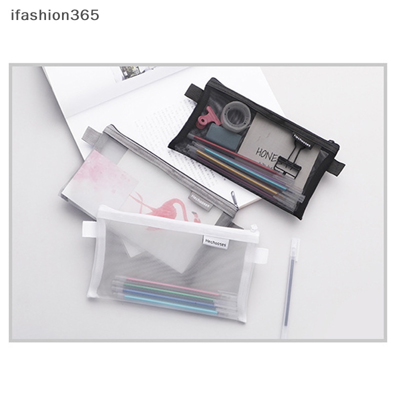 Túi Đựng Bút Dạng Lưới Trong Suốt Sức Chứa Lớn Có Khóa Kéo ifashion365
