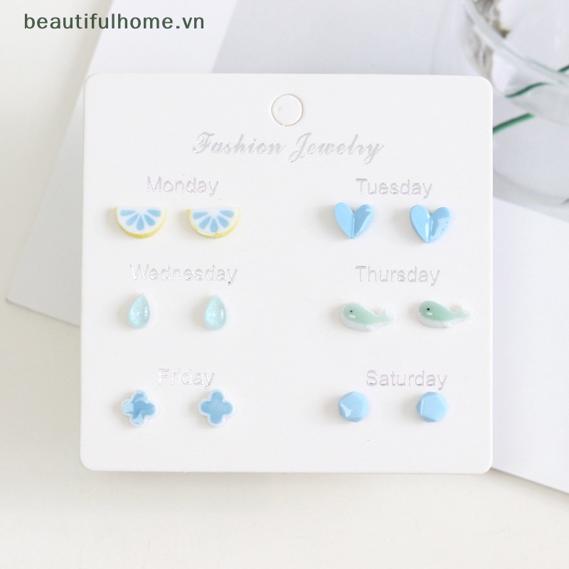 1 Bộ Bông Tai Hình Hoạt Hình Bằng Gốm Sứ Dễ Thương Dành Cho Nữ