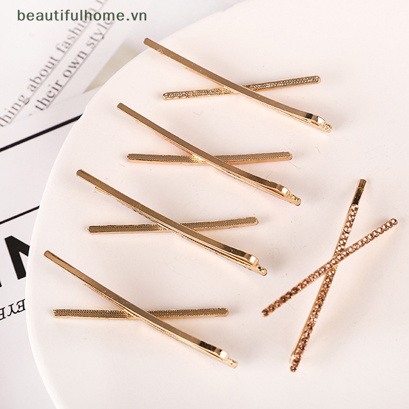 Kẹp Tóc Kim Loại Hình Chữ X Đính Đá Pha Lê Nhiều Màu Sắc