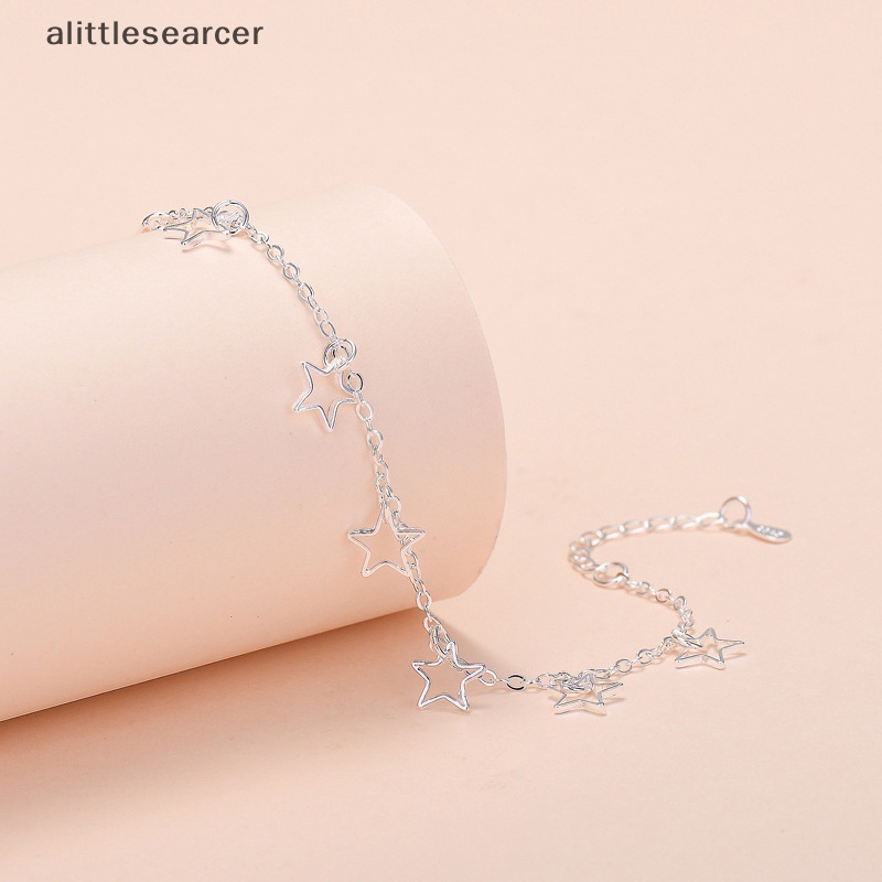 Vòng Tay Chuỗi Hạt Hình Ngôi Sao Năm Cánh Màu Bạc Thời Trang Cho Nữ