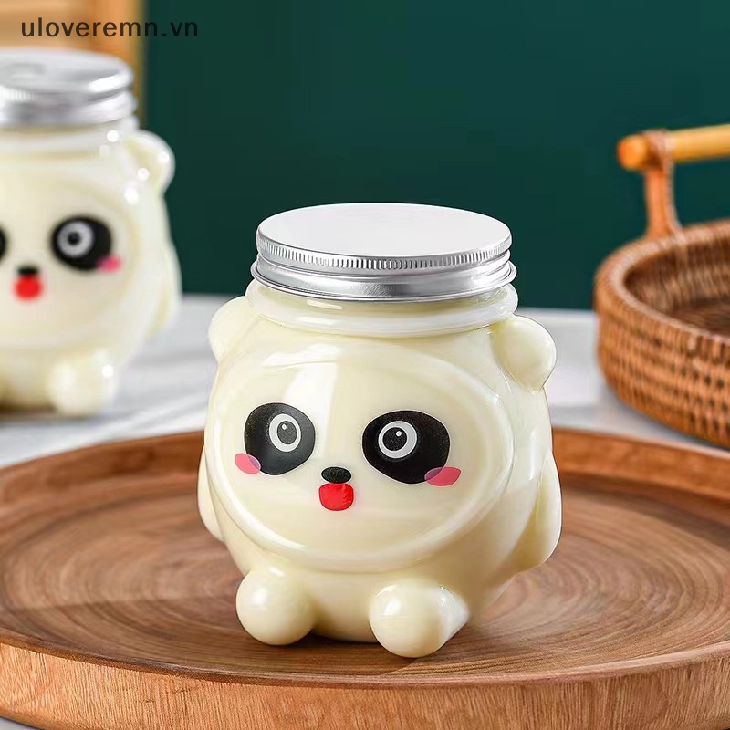 Uloveremn Bình Đựng Nước Ép Lạnh Trong Suốt Tự Làm Có Nắp Đậy Hình Gấu Trúc