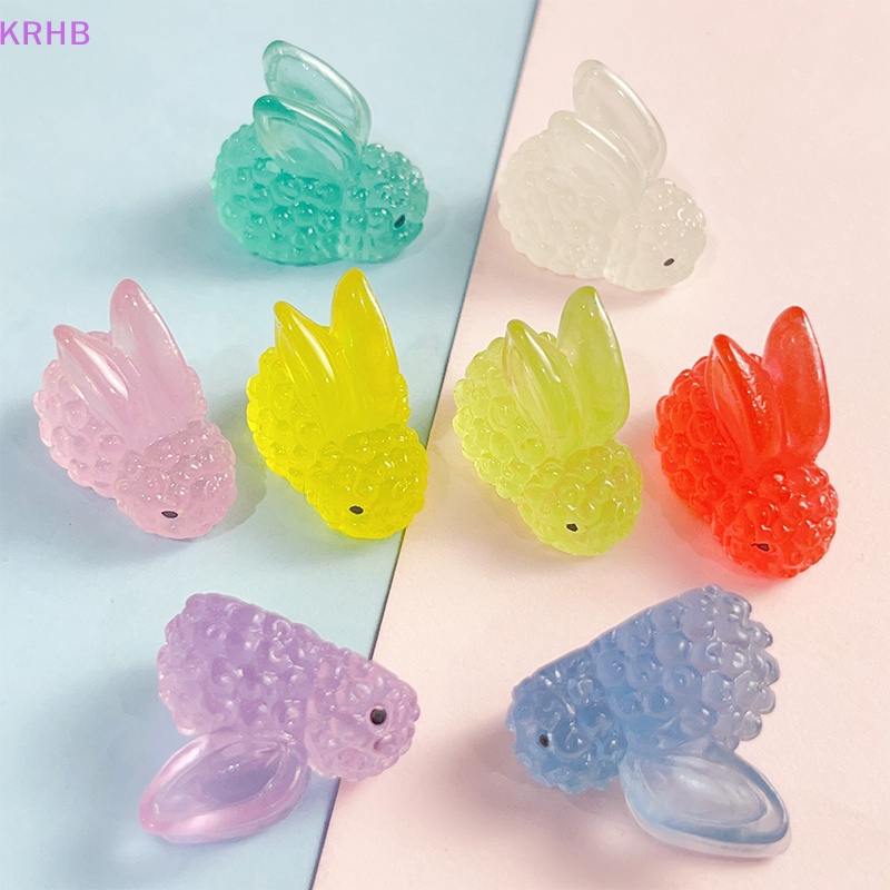 Set 10 Tượng Thỏ Dạ Quang Bằng Nhựa Resin Thủ Công Sáng Tạo Dành Cho Trang Trí Tiểu Cảnh Mới