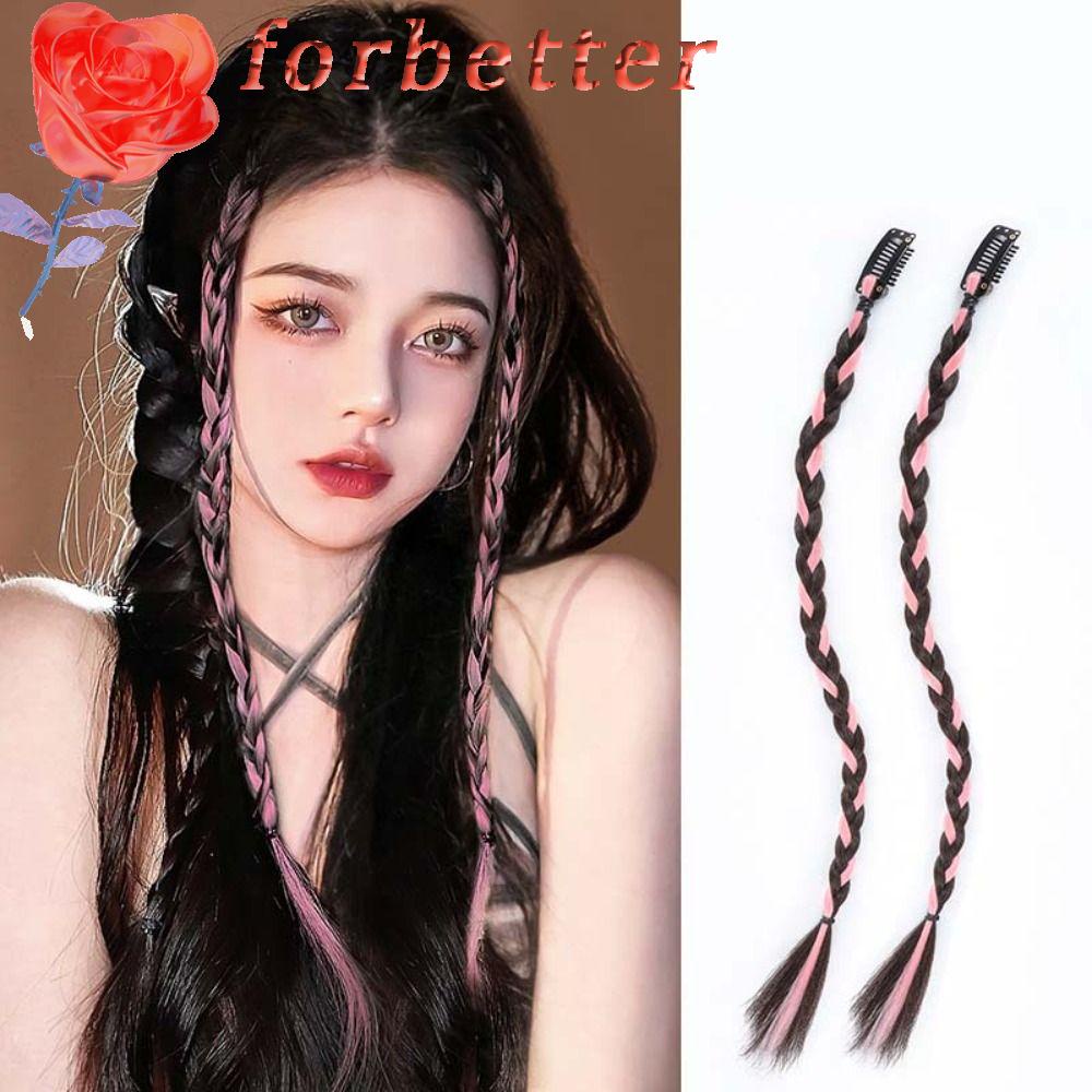 Tóc Giả Thắt Bím Đuôi Ngựa Thẳng / Dài Màu Hồng Đen Gradient Thời Trang