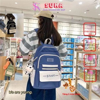 Balo ulzzang basic chống nước nam nữ đi học dễ thương thời trang Hàn Quốc cute hoc sinh unisex laptop vải canvas BL037