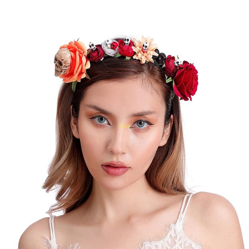 Flgo Băng Đô Đầu Lâu Hoa Hồng Phong Cách Gothic Làm Đạo Cụ Chụp Ảnh Halloween