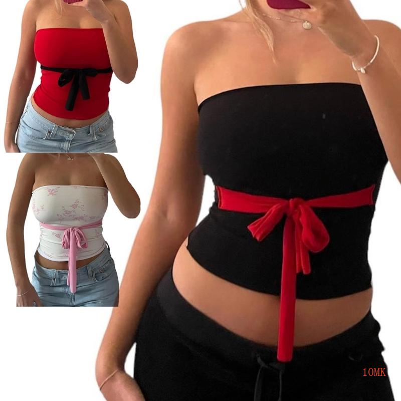 Áo Croptop Sát Nách Ống Lửng Co Giãn Thời Trang Cho Nữ Y2K