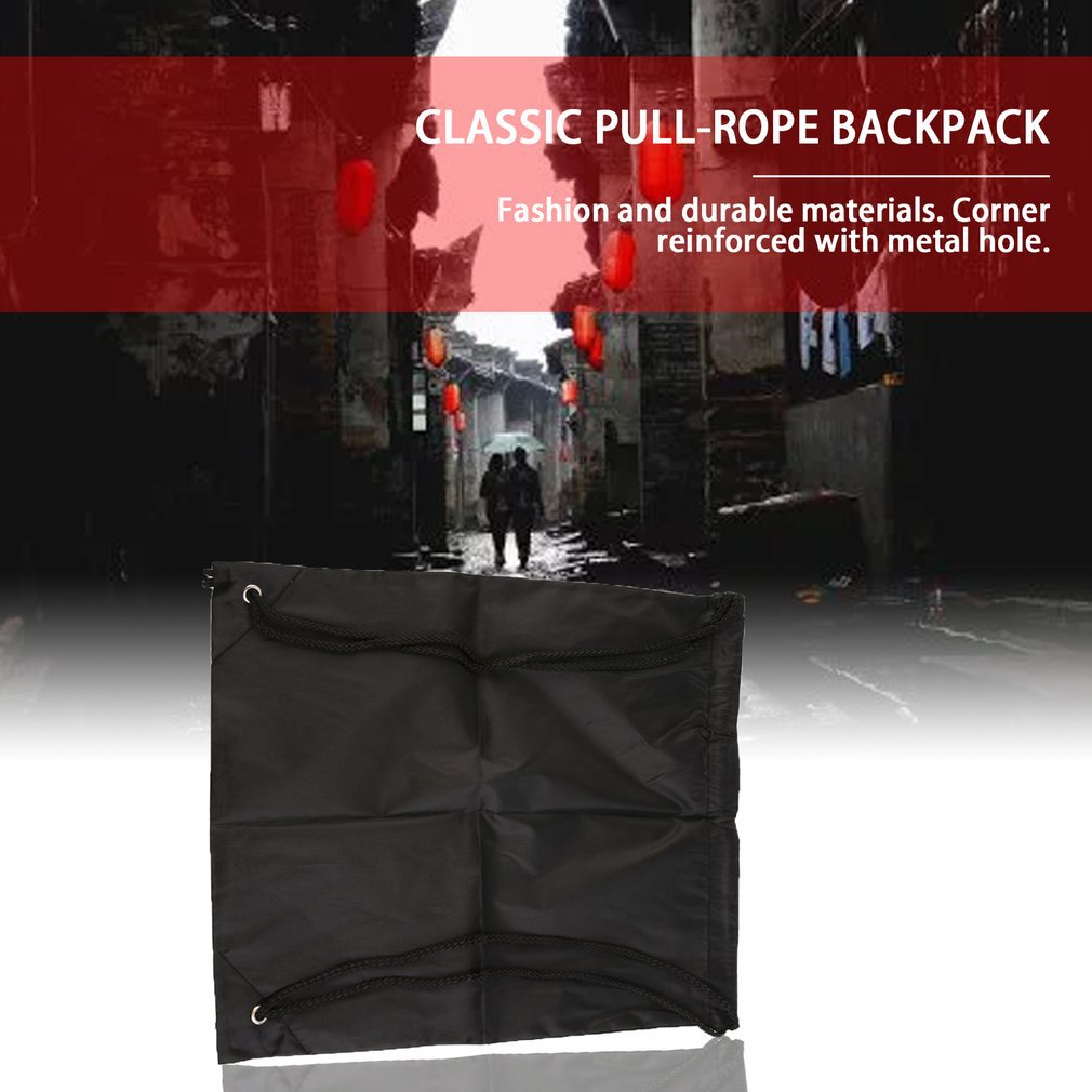 Drawstring Bag Portable Students Backpack Waterproof Sports Riding Storage Bag