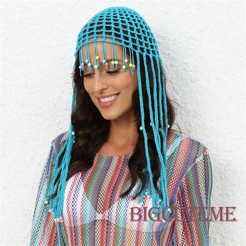 Mũ Beanie Đan Len Thủ Công Đính Hạt Thời Trang Cho Nữ