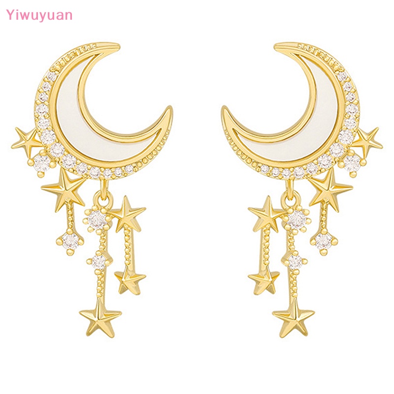 1 Đôi Bông Tai Hình Ngôi Sao Và Mặt Trăng Thời Trang Mới