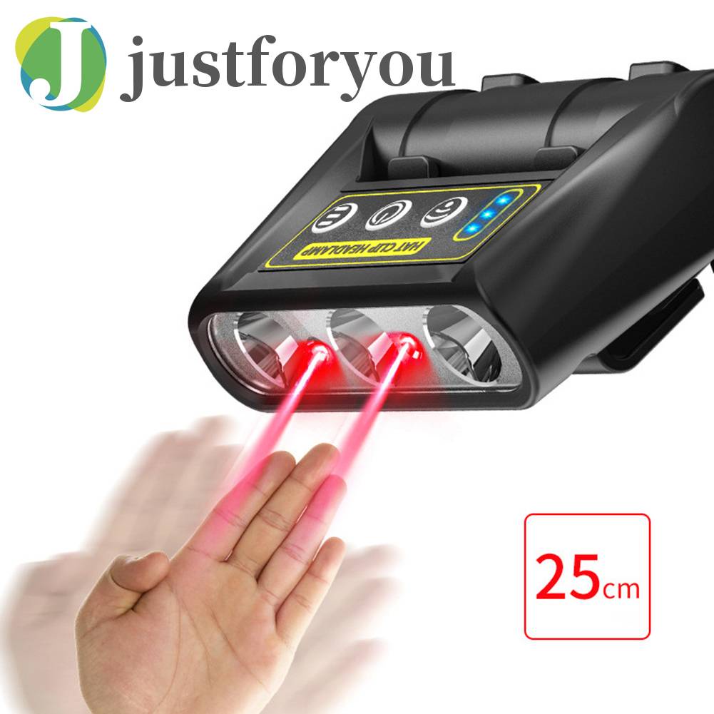 Đèn Pin Đeo Đầu Cảm Ứng Có Kẹp Gắn Mũ Cho Hoạt Động Ngoài Trời