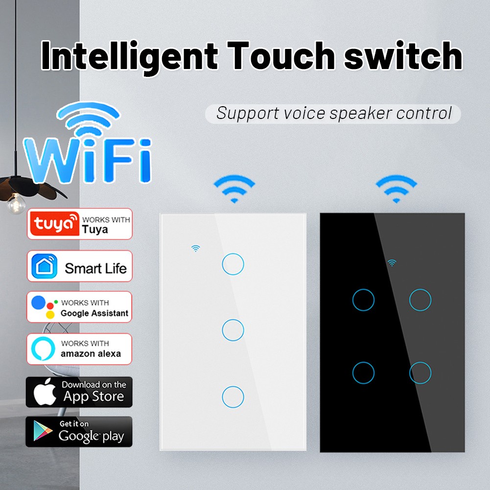 Tuya Công tắc đèn Wifi Công tắc cảm ứng trên tường (cần Trung lập) Điều khiển bằng giọng nói (còn hàng) 【searson】