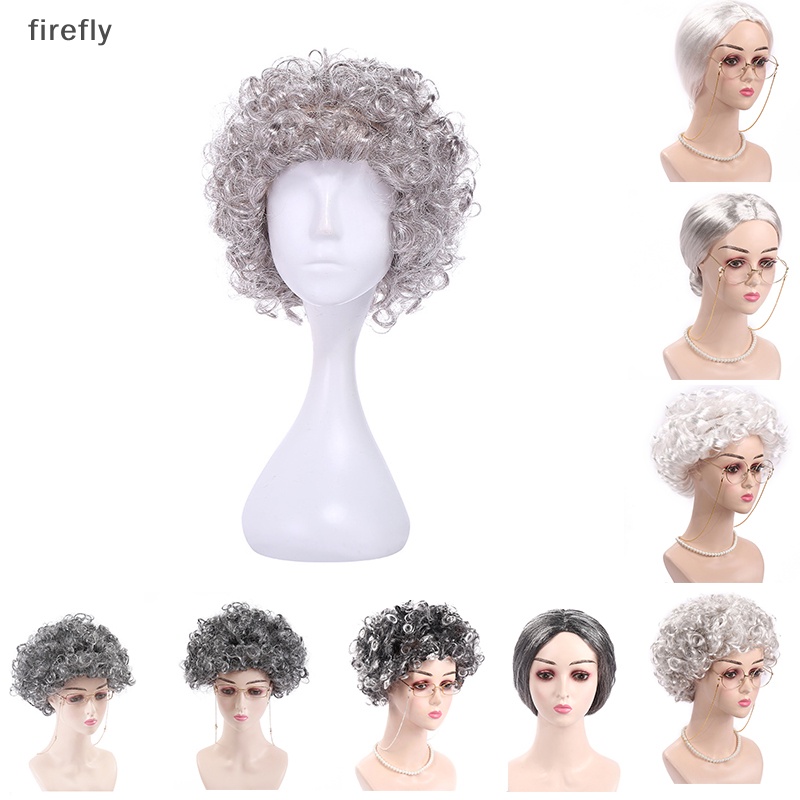 Bộ Tóc Giả Màu Trắng Dùng Biểu Diễn Sân Khấu Dành Cho Người Lớn Tuổi Và Bà