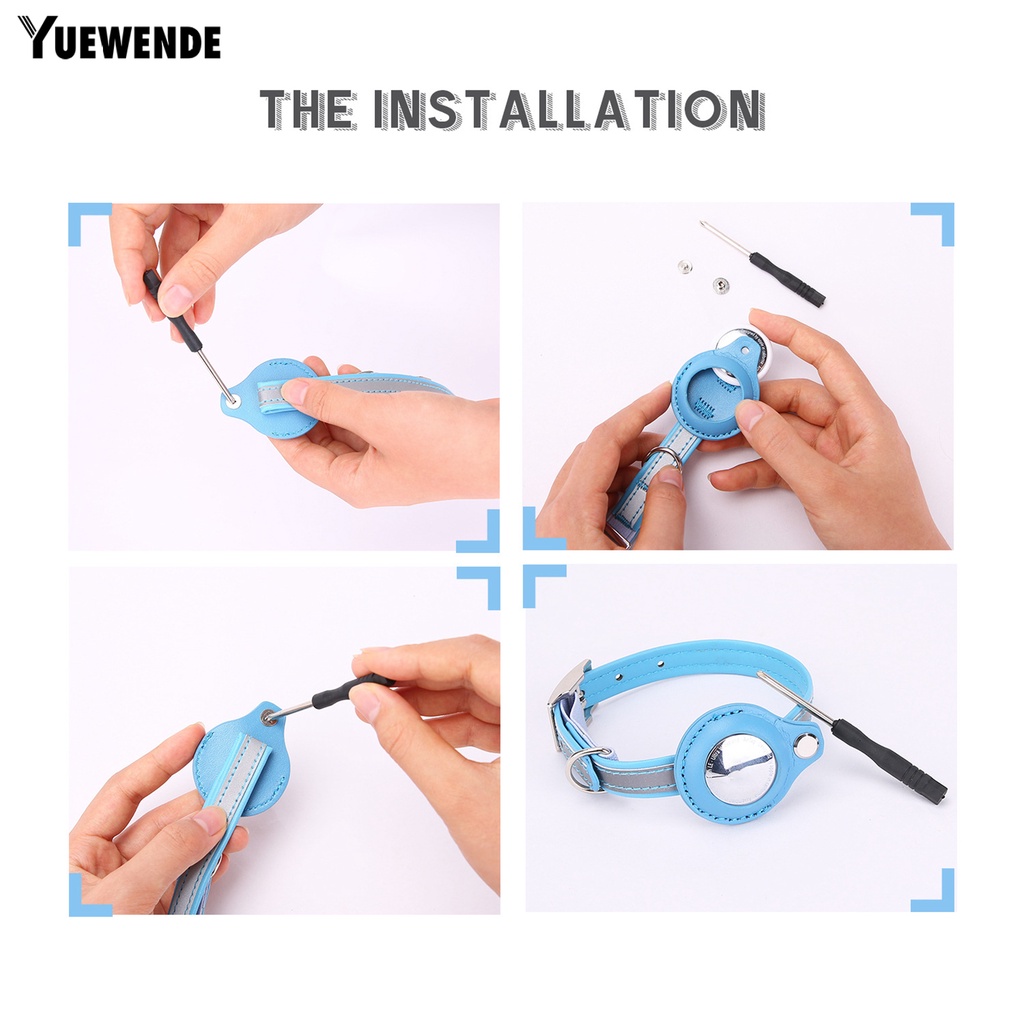 Yq.e Vòng Cổ Da Giả Màu Trơn Phản Quang Chống Mài Mòn Giữ Thẻ Không Khí Cho Thú Cưng