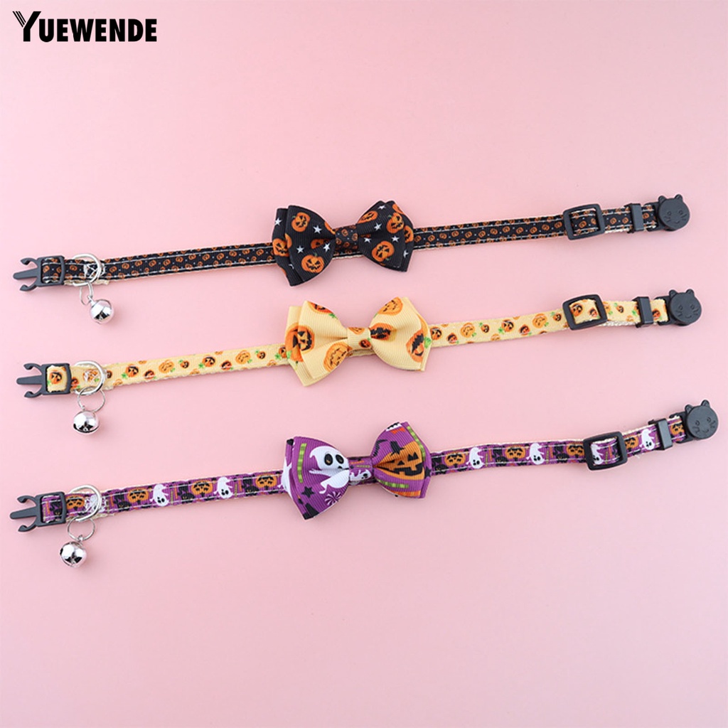 Yq.e Vòng Cổ Bằng Polyester In Họa Tiết Hoạt Hình Dễ Điều Chỉnh Chống Mài Mòn Dễ Tháo Gỡ Không Khí Bí Ngô Ma Bí Ngô Halloween Cho Thú