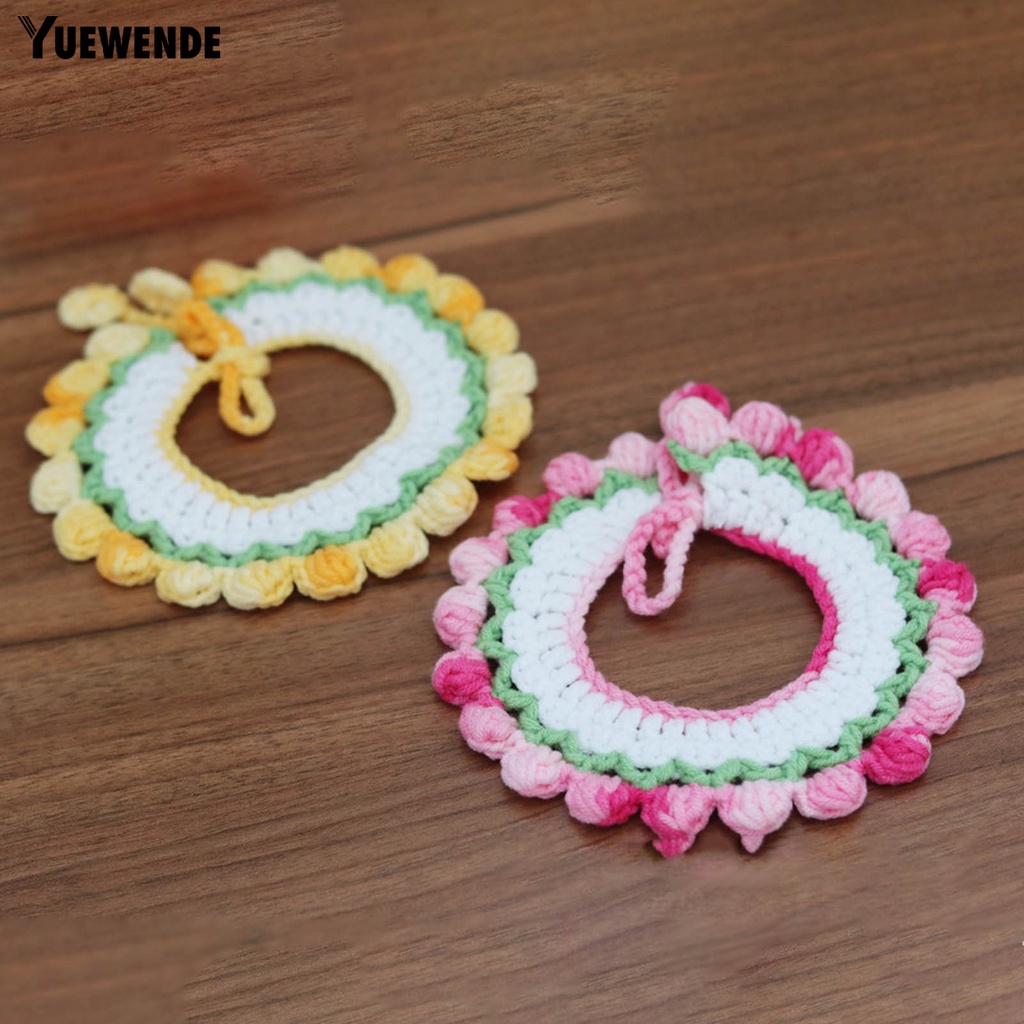 Yq.e Vòng Cổ Đan Len Thủ Công Viền Hình Hoa Tulip Thoải Mái Cho Thú Cưng