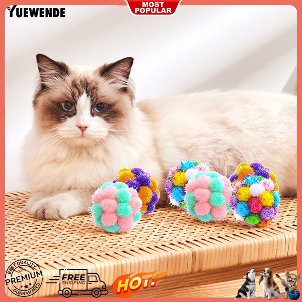 Quả Bóng Lông Xù Nhiều Màu Có Chuông Đồ Chơi Cho Mèo Cưng