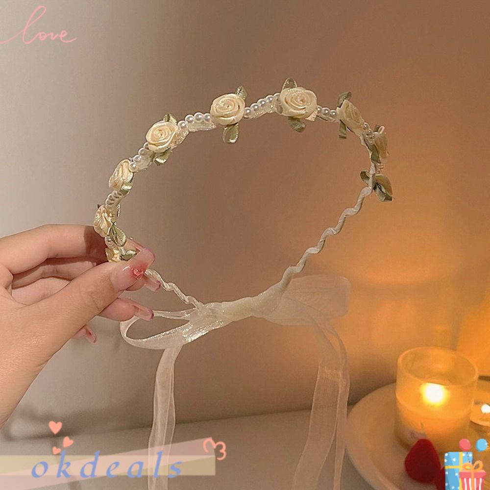 Bộ 2 Băng Đô Cài Tóc Hình Vòng Hoa Dành Cho Cô Dâu