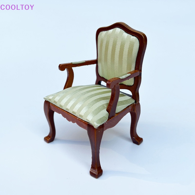 Cooltoy Mô Hình Ghế sofa Hai Tay Vịn Màu Xanh Lá Kẻ Sọc Trang Trí Nội Thất Nhà Búp Bê 1: 12