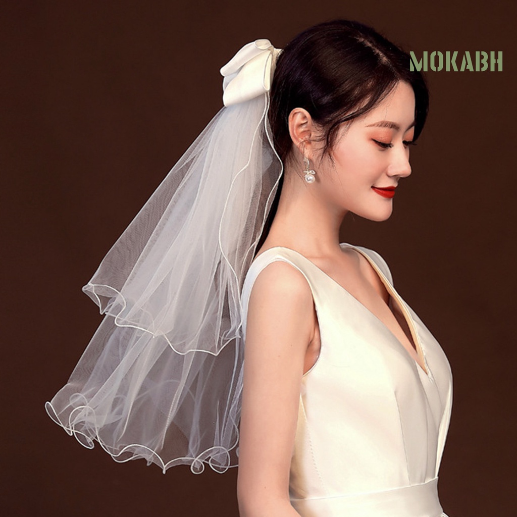 [Mokabh] Mạng Che Mặt Màu Trắng Dài Đẹp Thu Hút Thanh Lịch Thời Gian Uốn Tóc Cho Cô Dâu Cung Cấp