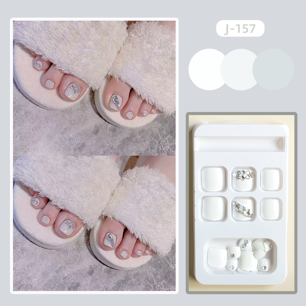 Set 24 Móng Chân Giả Đính Đá Trang Trí Nghệ Thuật