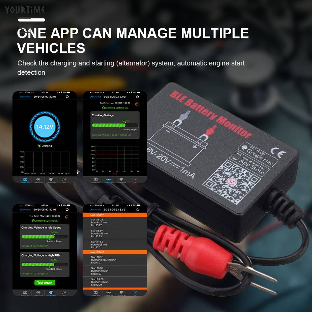 Thiết Bị Theo Dõi Pin Xe Hơi Tự Động 12V Cho Android IOS