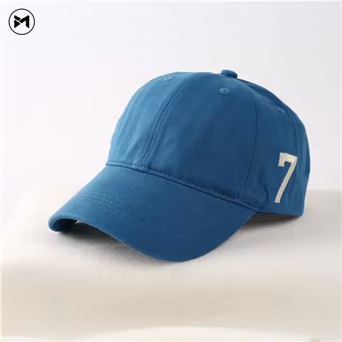 Mũ Lưỡi Trai Cotton Mềm Thêu Số 7 Màu Be Phong Cách Mỹ Hàng Mới 2023