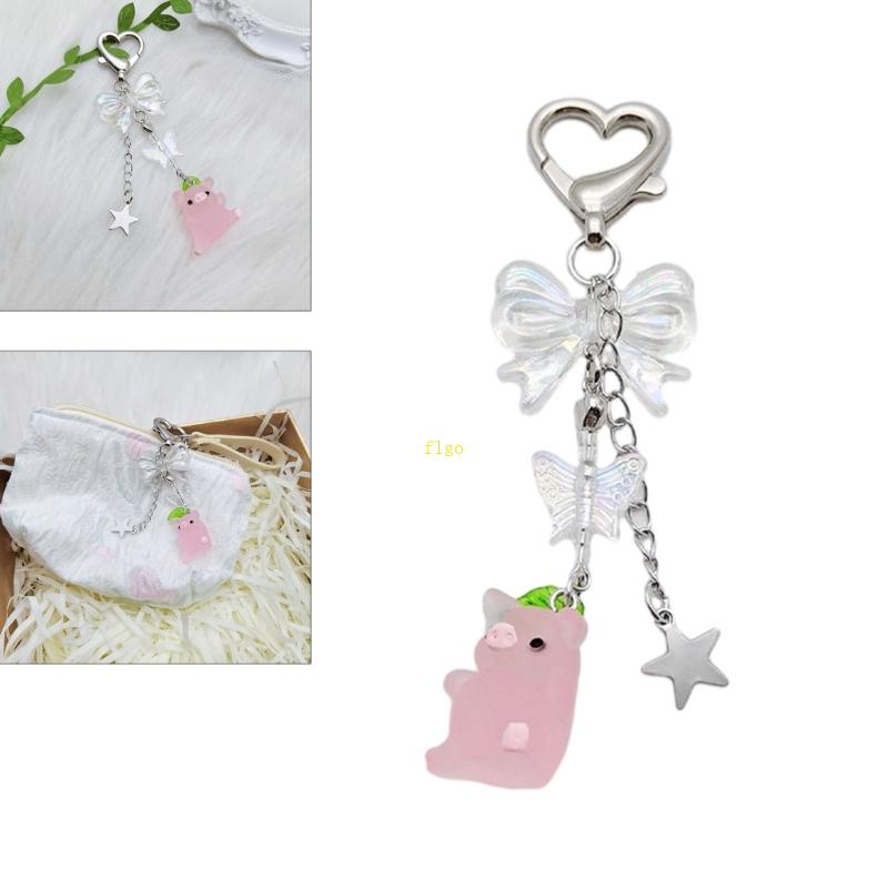 Flgo Móc Khóa Hình Heo Và Nơ Xinh Xắn Thời Trang Cho Nữ