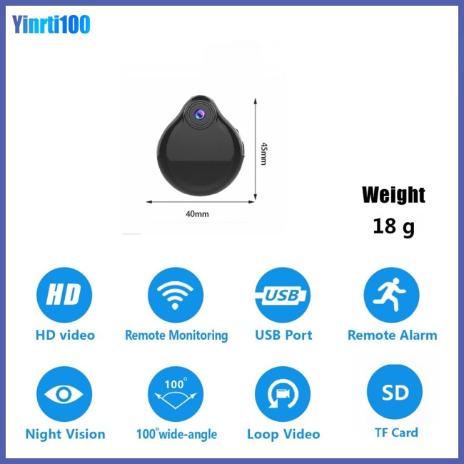Camera Giám Sát Kết Nối Wifi Thông Minh Yinrti 1080p Hd Có Điều Khiển Từ Xa Hỗ Trợ Tầm Nhìn Ban
