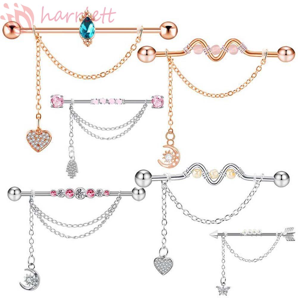 Khuyên Tai Thép Không Gỉ Hình Mũi Tên Xương Mặt Trăng|Khuyên Tai Hình Quả Tạ / Trái Tim Độc Đáo Thời Trang