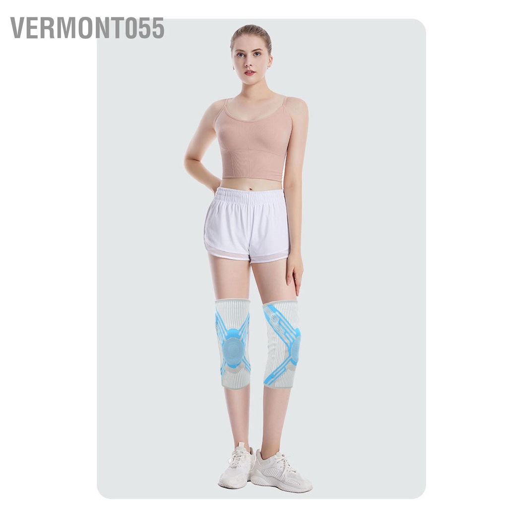 Vermont055 1 Nẹp Đầu Gối Thể Thao Miếng Lót Nylon Đan Lò Xo Silicone Bảo Vệ Hỗ Trợ Màu Xanh Cho Bóng Rổ Chạy