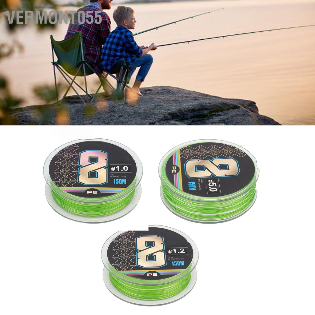 Vermont055 Dây Câu 150M PE 8 Sợi Bện Chịu Lực Căng Mạnh Phụ Kiện Cá Ngoài Trời