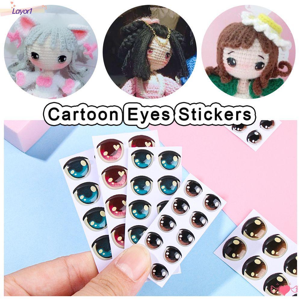 Set 1 10 Cặp Miếng Dán Mắt Kính 8mm / 10mm / 12mm Họa Tiết Hoạt Hình Dễ Thương|Miếng Dán Mặt Đàn Organ Màu Nâu / Hồng / Xanh Dương / Nâu