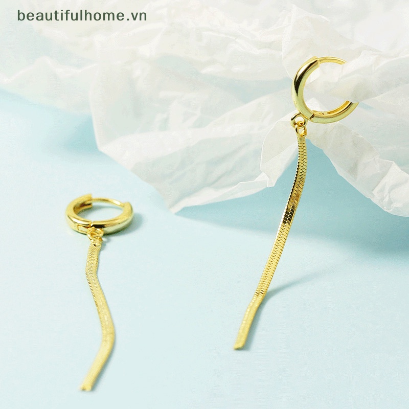[beautifulhome] Bông Tai Dài Tua Rua Hình Học Đơn Giản Độc Đáo Thời Trang Hàn Quốc Làm Quà Cưới [beauty]