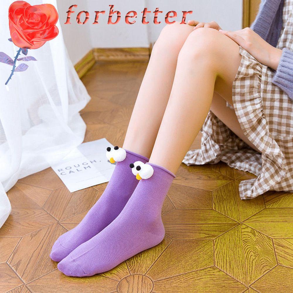 Vớ Cotton Cổ Trung Họa Tiết Hoạt Hình Dễ Thương Thoải Mái Cho Nữ