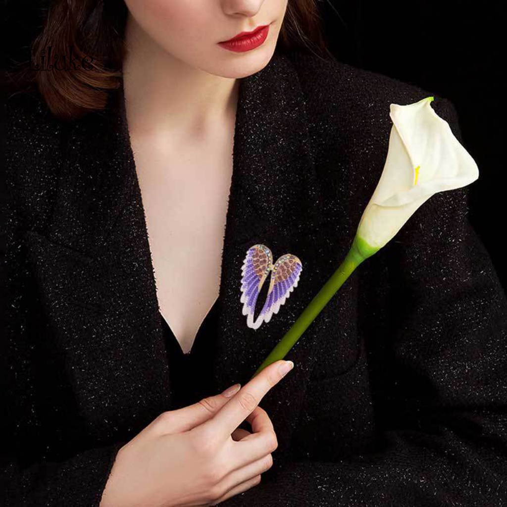 Ghim Cài Áo Hình Đôi Cánh Thiên Thần Đính Đá Thời Trang Cho Nữ