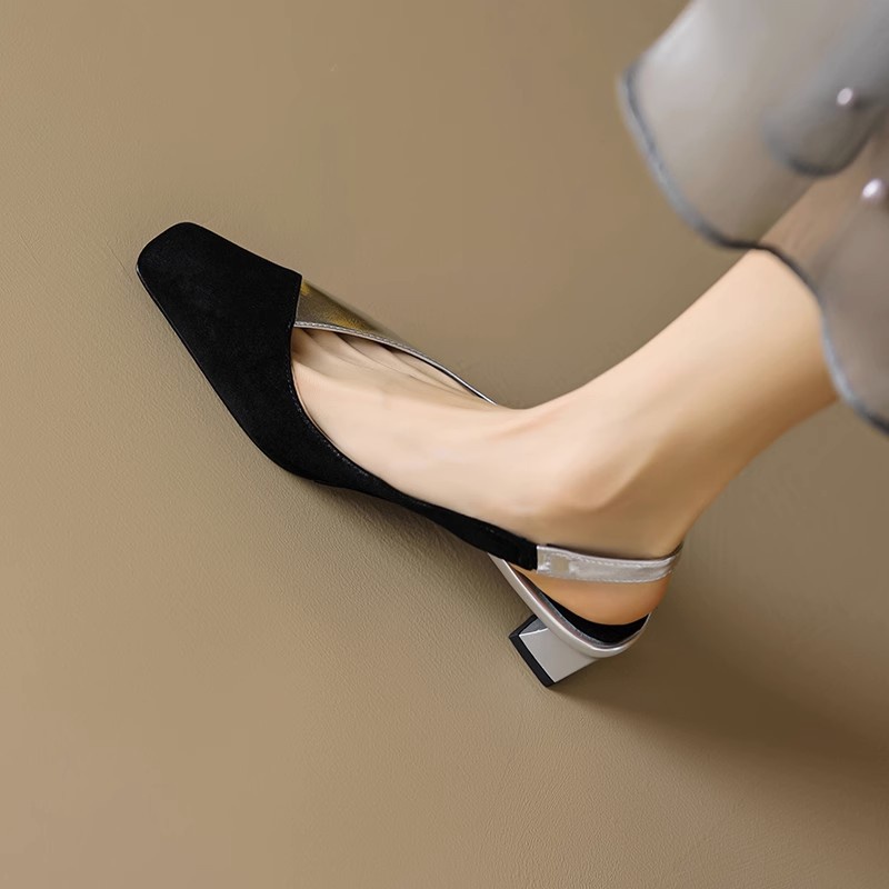 Duoya Tóc Thẳng ~ [Hàng Có Sẵn] Giày Sandal Hở Ngón Bằng Da Thật Mềm Mại Phối Màu Đơn Giản Thời Trang Mùa Hè Cho Nữ