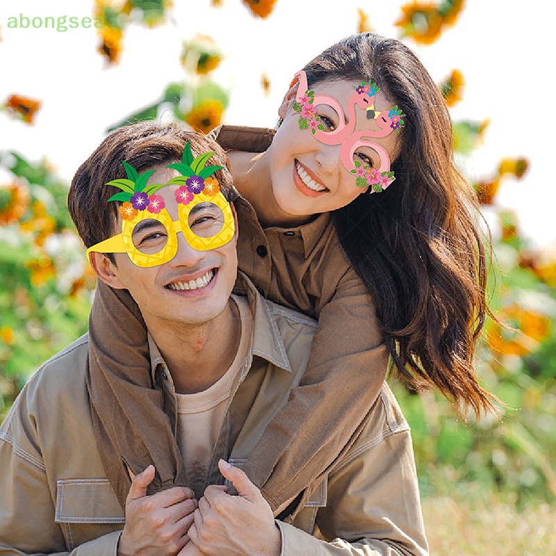 Set 8 Mắt Kính Bằng Giấy Dùng Trang Trí Tiệc Phong Cách Hawaiian