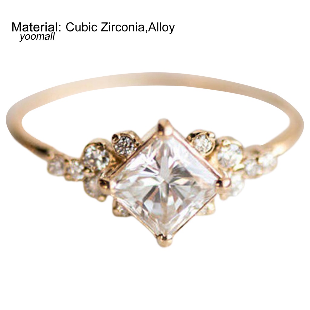 Nhẫn Cưới Mặt Vuông Đính Đá Zircon Thanh Lịch Cho Nữ