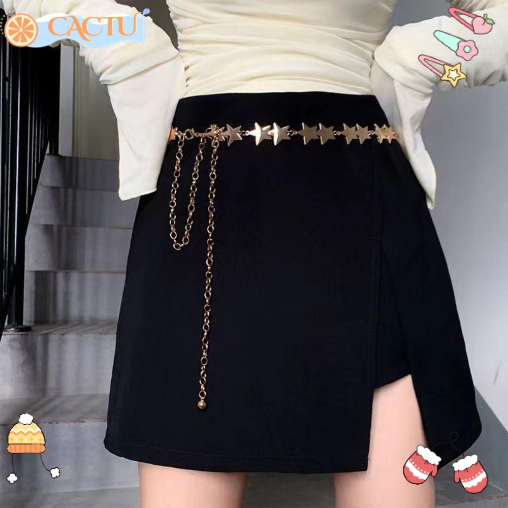 Thắt Lưng Dây Xích Kim Loại Họa Tiết Ngôi Sao Năm Cánh Thời Trang|Thắt Lưng Thiết Kế Độc Đáo Cá Tính Thời Trang