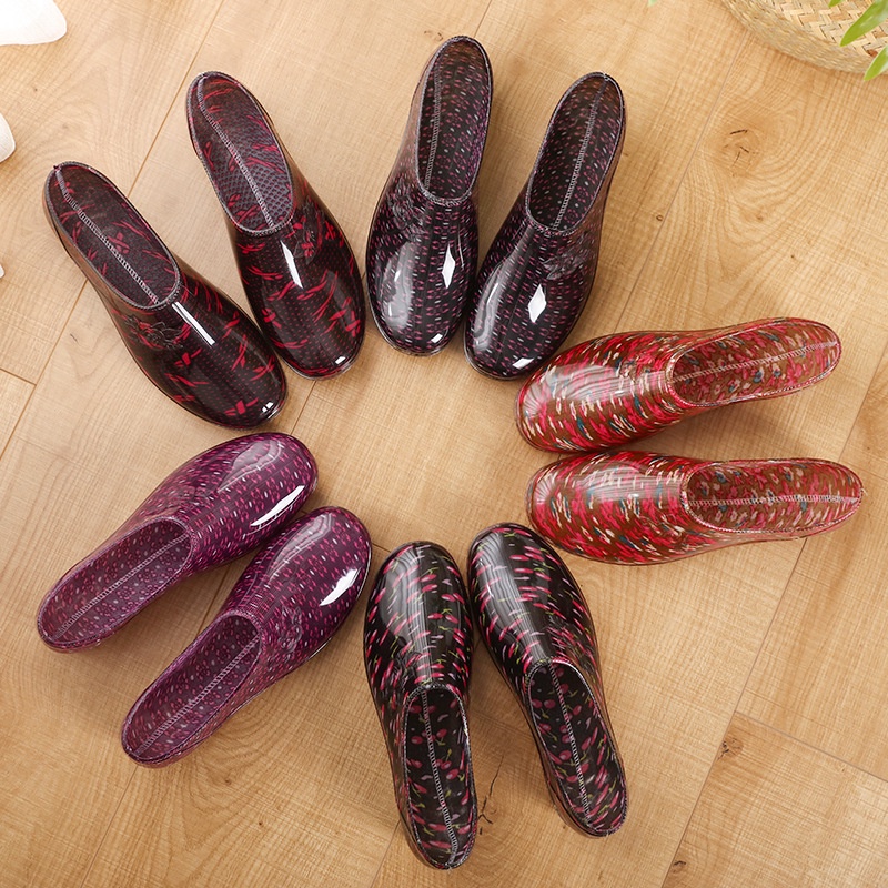 Giày Bốt Cao Su Đi Mưa Màu Trơn Cổ Thấp Thời Trang Mùa Hè Cho Nữ