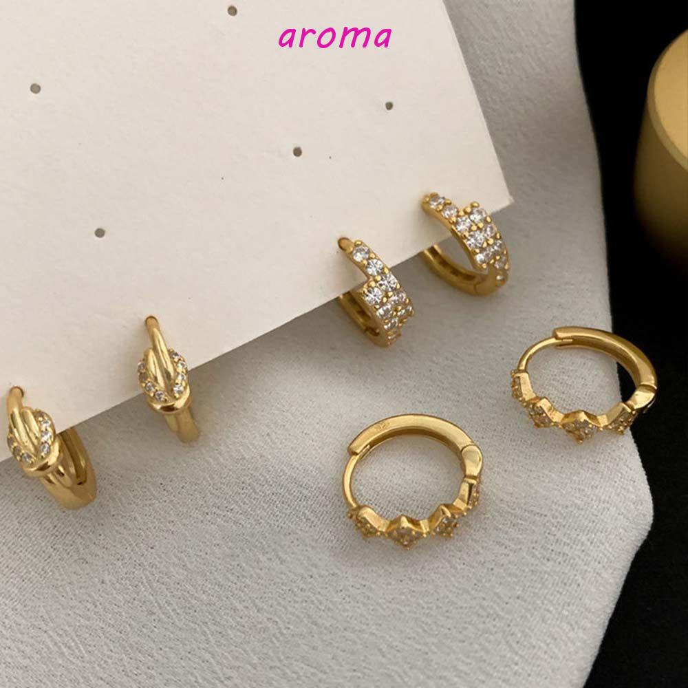 Bông Tai Tròn Lấp Lánh Đơn Giản|Màu Sắc 925|Kim Hình Học Chuyên Dụng Chất Lượng Cao|Bông Tai Đinh Tán Thiết Kế Cá Tính Thời Trang