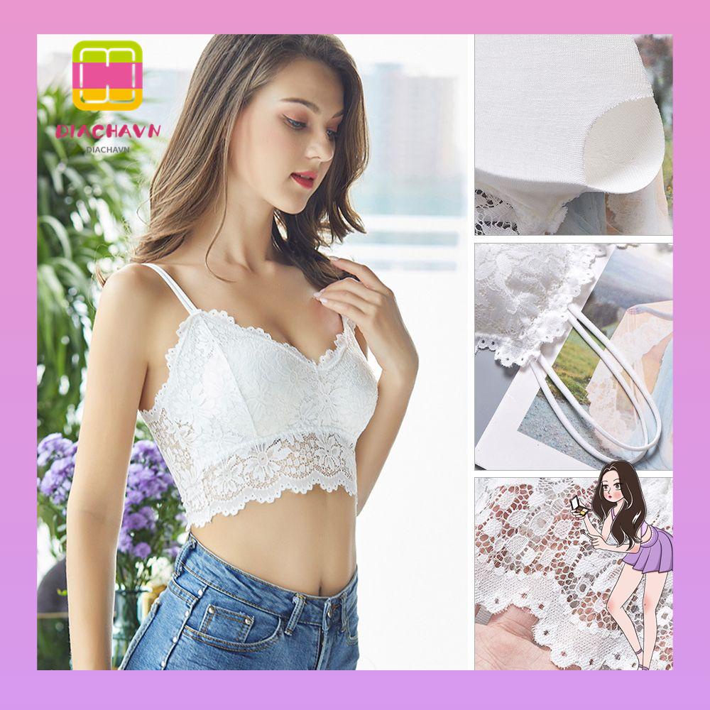 Áo Lót Nâng Ngực Không Đường May Phối Ren Hoa Hướng Dương Lưng Đẹp Cho Nữ