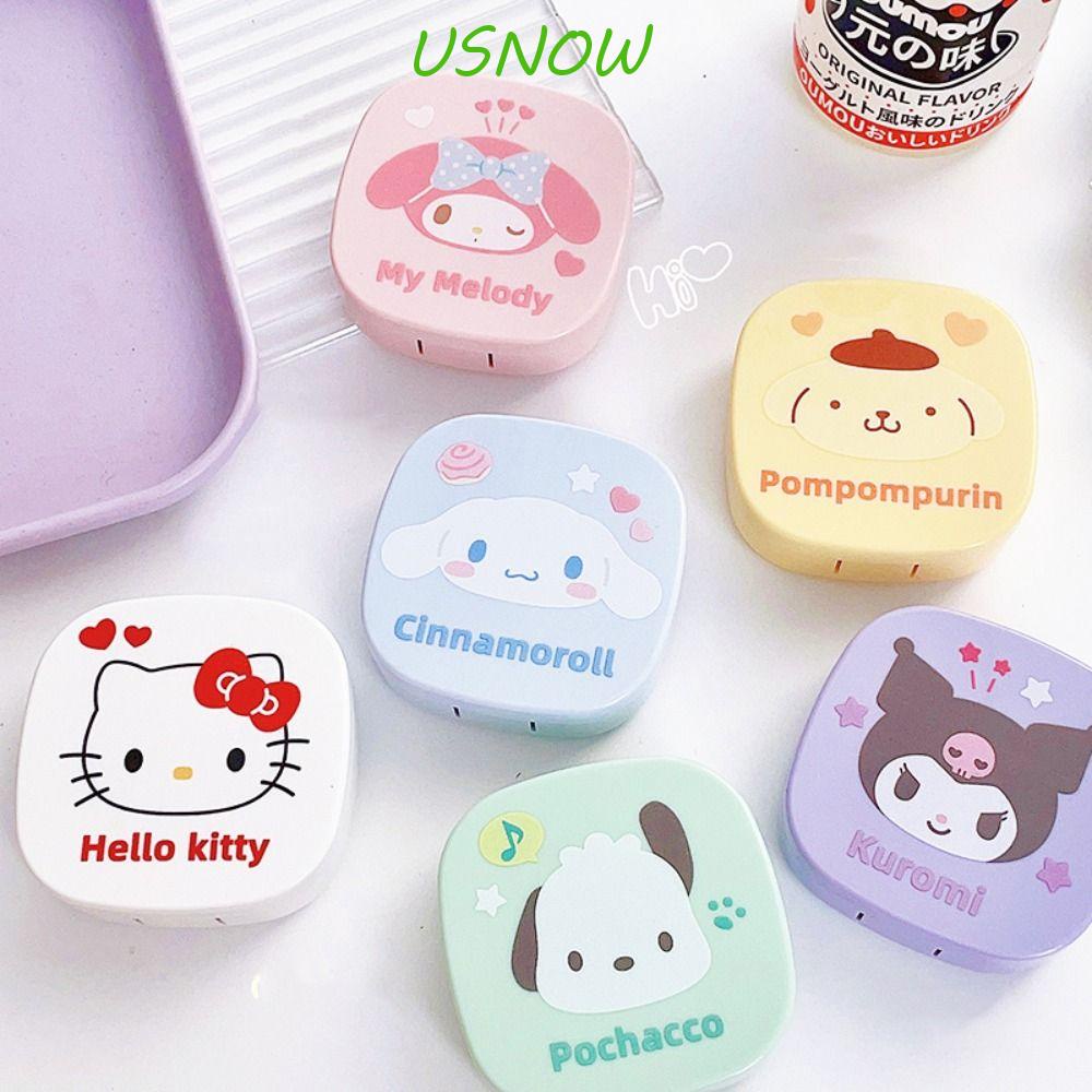 USNOW Hộp Đựng Kính Áp Tròng Họa Tiết Hoạt Hình My Melody Dễ Thương Kèm Gương Tiện Dụng Cho Nam Và Nữ