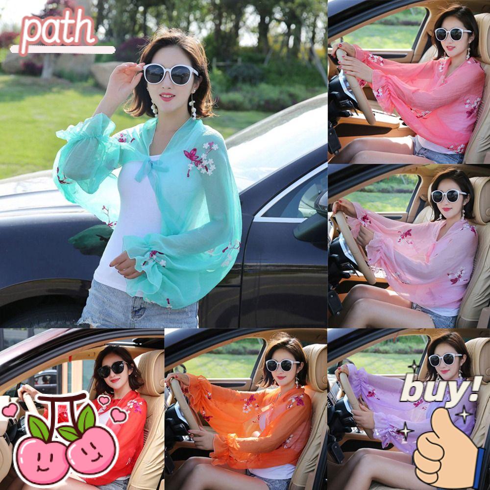 PATH Khăn Choàng Chiffon Chống Tia UV Thêu Họa Tiết Thời Trang Dùng Ngoài Trời