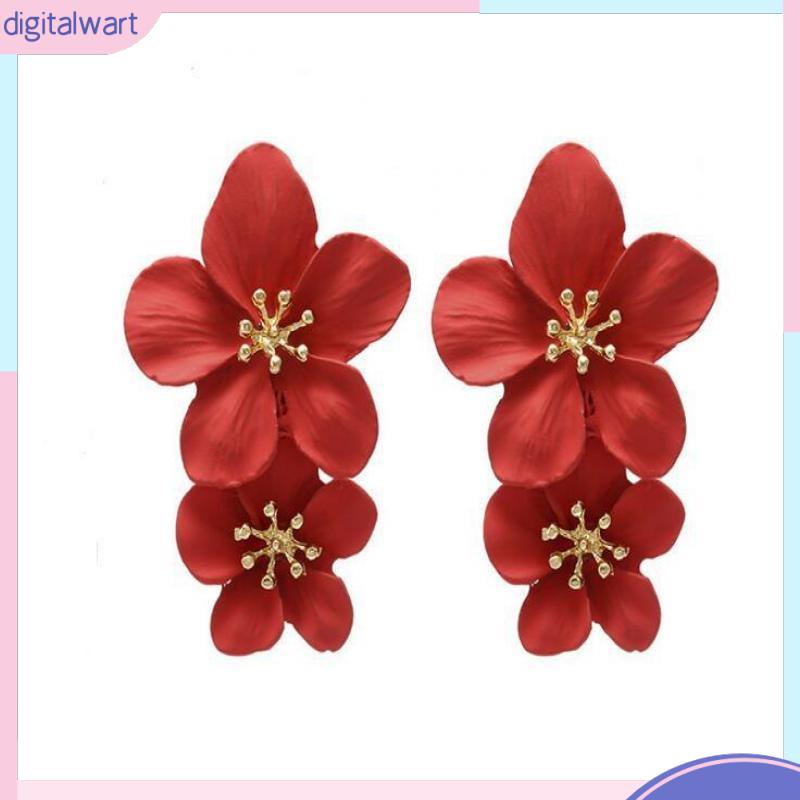 [DG] Bông Tai Xỏ Lỗ Hai Lớp Hình Hoa Năm Lá Nổi Tiếng Mạng Thời Trang Cá Tính